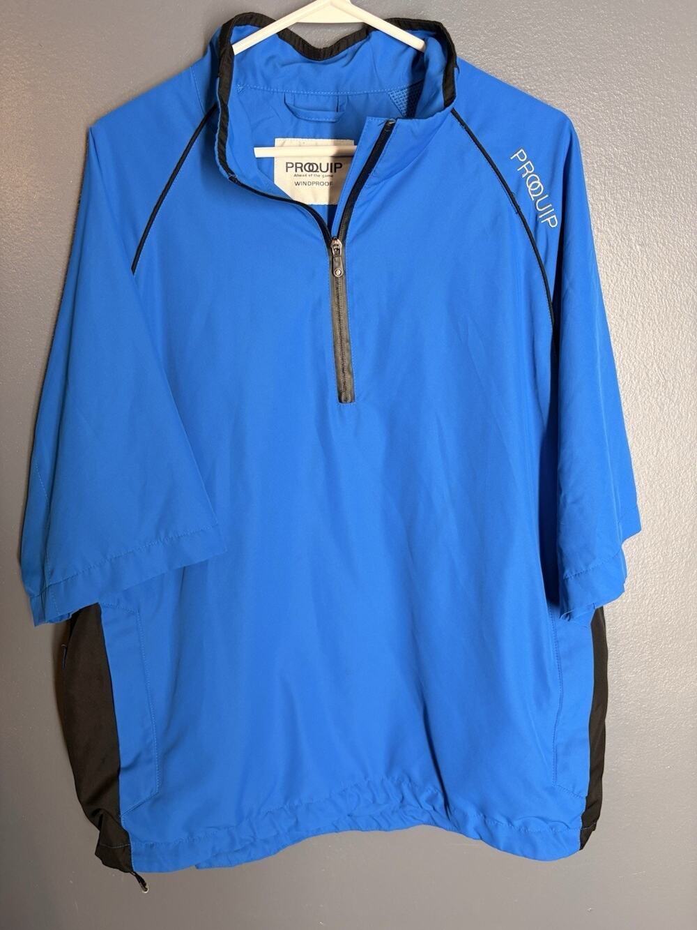 ProQuip Jacket Mens Large Blue 1/4 Zip Ultralight Performance Windbreaker Golf